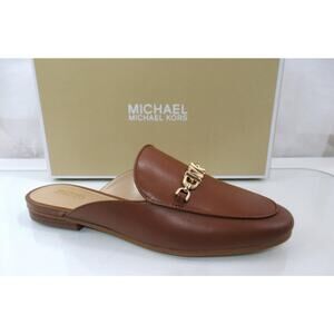 Michael Kors Tiffanie Flat Mule Slip On Empire Signature Logo Luggage